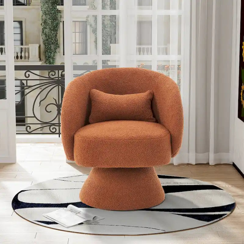 360 Degree Swivel Barrel Accent Chair with Pillow Linen Upholstered Multi-Color