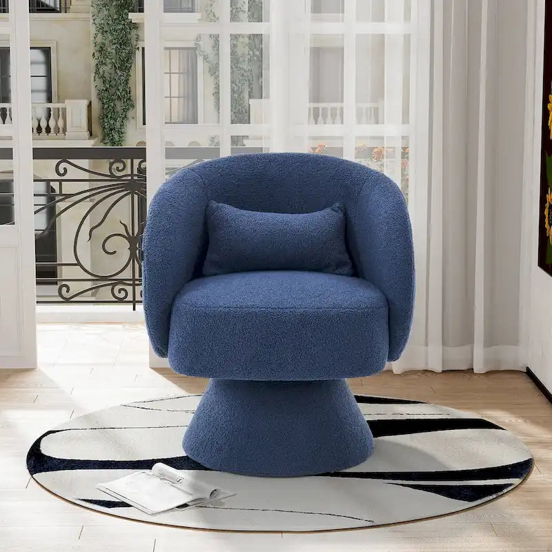 360 Degree Swivel Barrel Accent Chair with Pillow Linen Upholstered Multi-Color