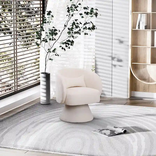 360 Degree Swivel Barrel Accent Chair with Pillow Linen Upholstered Multi-Color