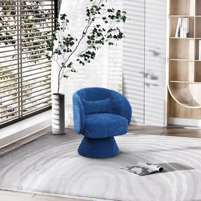 360 Degree Swivel Barrel Accent Chair with Pillow Linen Upholstered Multi-Color
