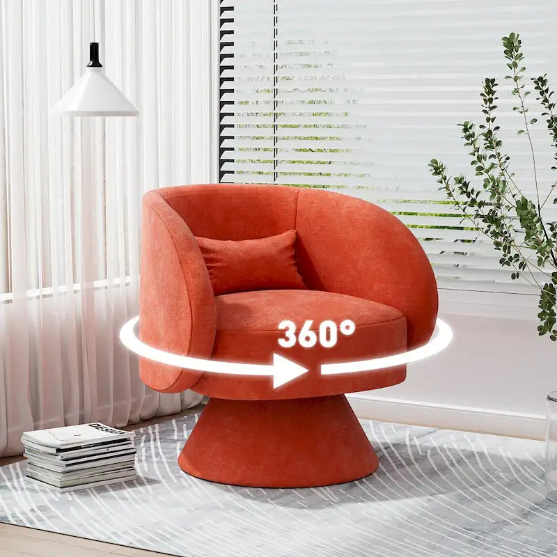 360 Degree Swivel Barrel Accent Chair with Pillow Linen Upholstered Multi-Color