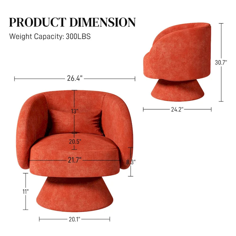360 Degree Swivel Barrel Accent Chair with Pillow Linen Upholstered Multi-Color
