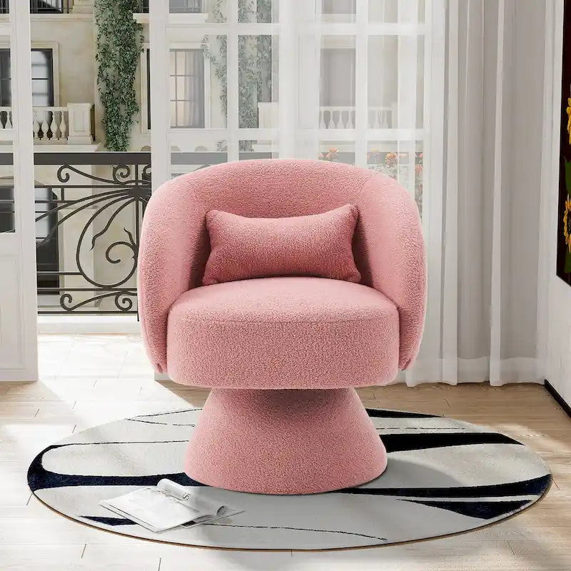 360 Degree Swivel Barrel Accent Chair with Pillow Linen Upholstered Multi-Color