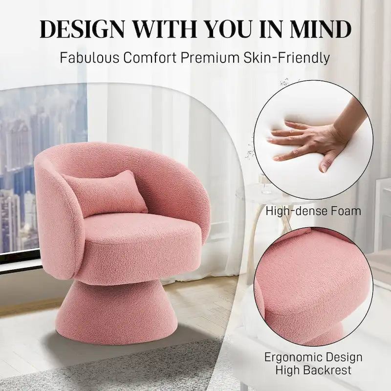 360 Degree Swivel Barrel Accent Chair with Pillow Linen Upholstered Multi-Color