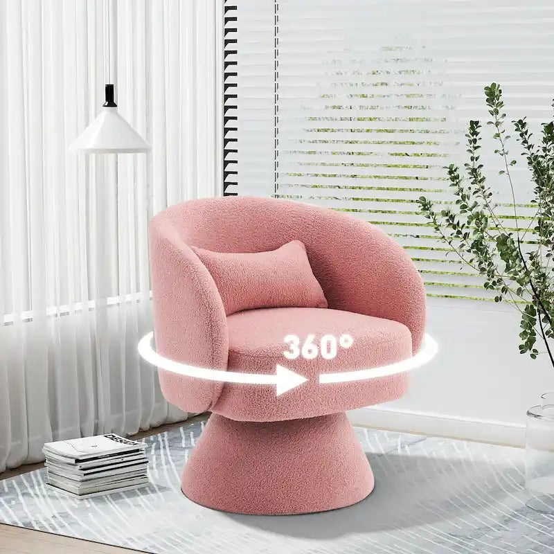 360 Degree Swivel Barrel Accent Chair with Pillow Linen Upholstered Multi-Color