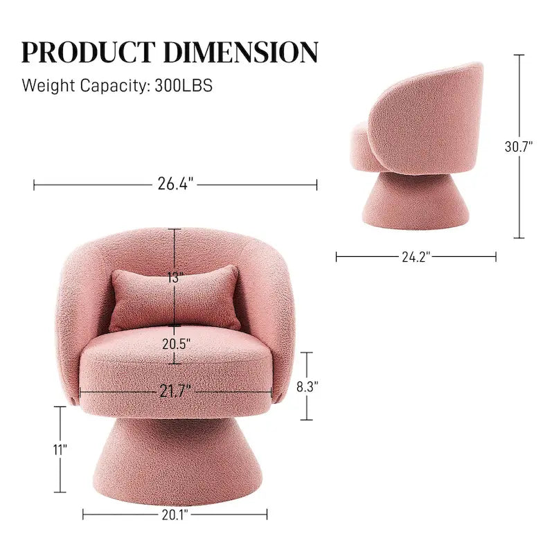 360 Degree Swivel Barrel Accent Chair with Pillow Linen Upholstered Multi-Color