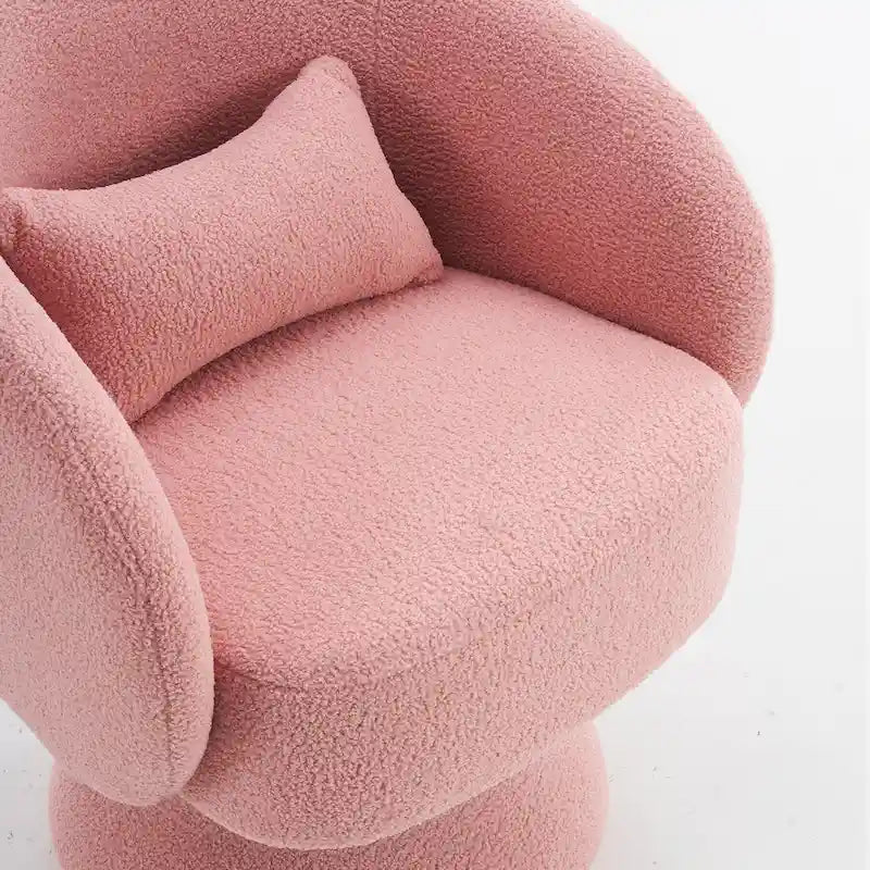 360 Degree Swivel Barrel Accent Chair with Pillow Linen Upholstered Multi-Color