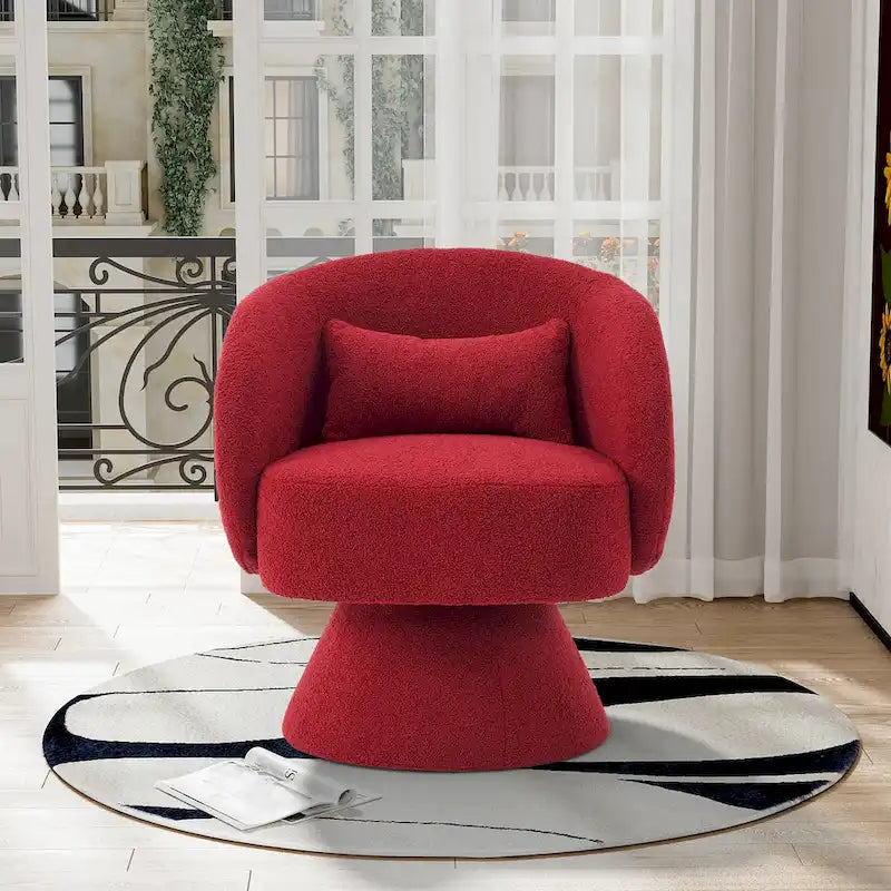 360 Degree Swivel Barrel Accent Chair with Pillow Linen Upholstered Multi-Color