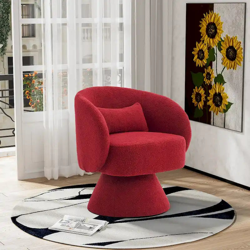 360 Degree Swivel Barrel Accent Chair with Pillow Linen Upholstered Multi-Color