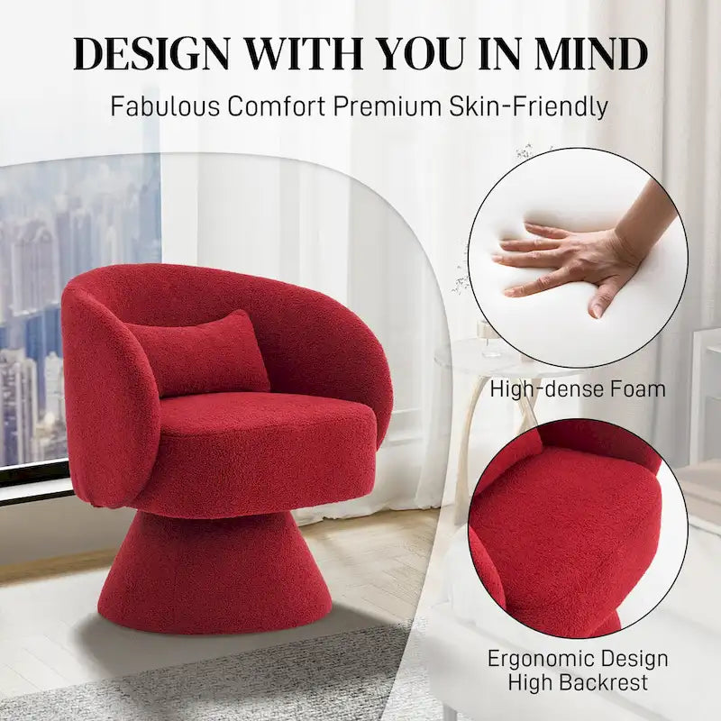 360 Degree Swivel Barrel Accent Chair with Pillow Linen Upholstered Multi-Color