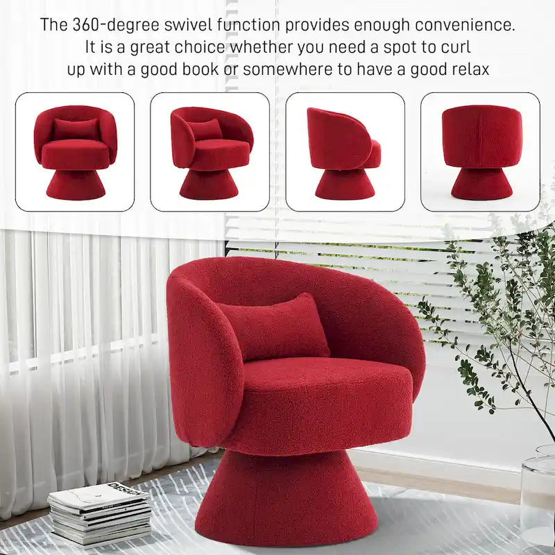 360 Degree Swivel Barrel Accent Chair with Pillow Linen Upholstered Multi-Color