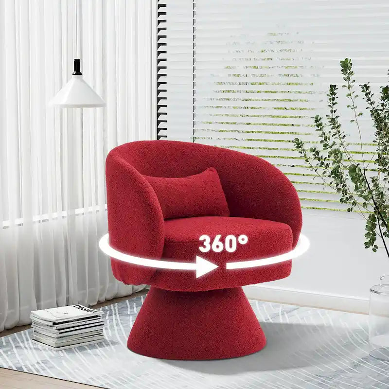 360 Degree Swivel Barrel Accent Chair with Pillow Linen Upholstered Multi-Color