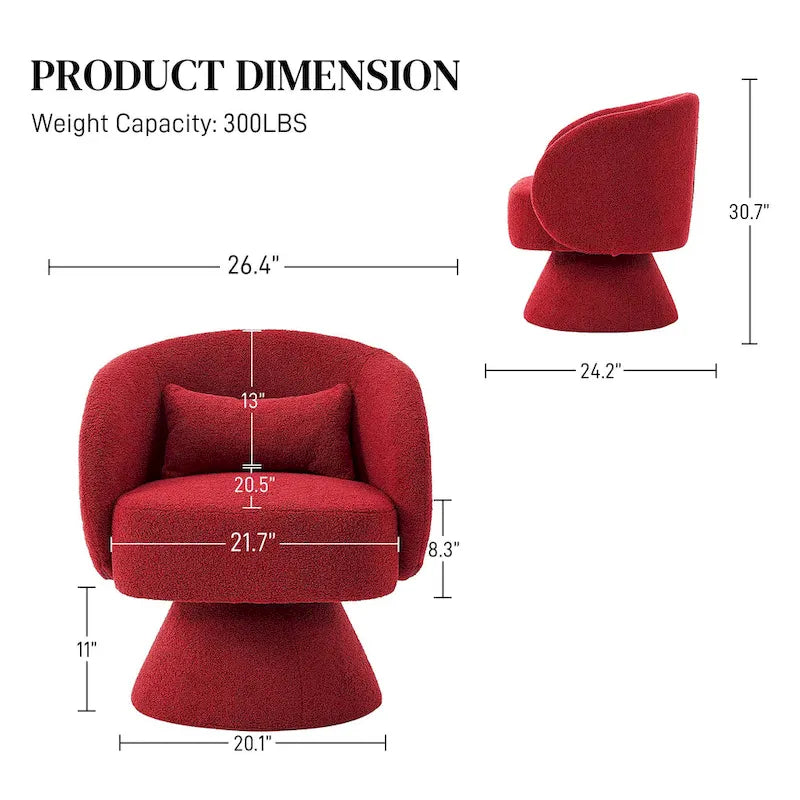 360 Degree Swivel Barrel Accent Chair with Pillow Linen Upholstered Multi-Color