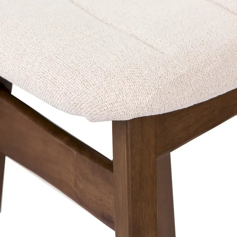 Satin Walnut Upholstered Linen Counter Chair with Curved Back