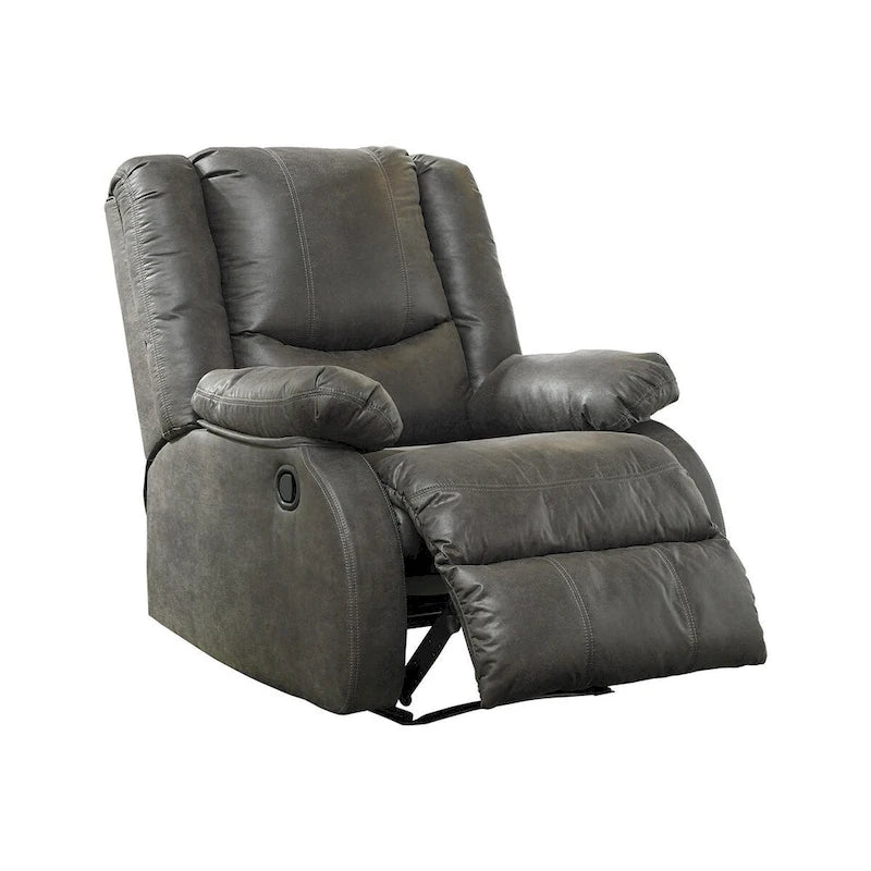 Gray Contemporary Zero Wall Pull Tab Faux Leather Recliner Chair Slate