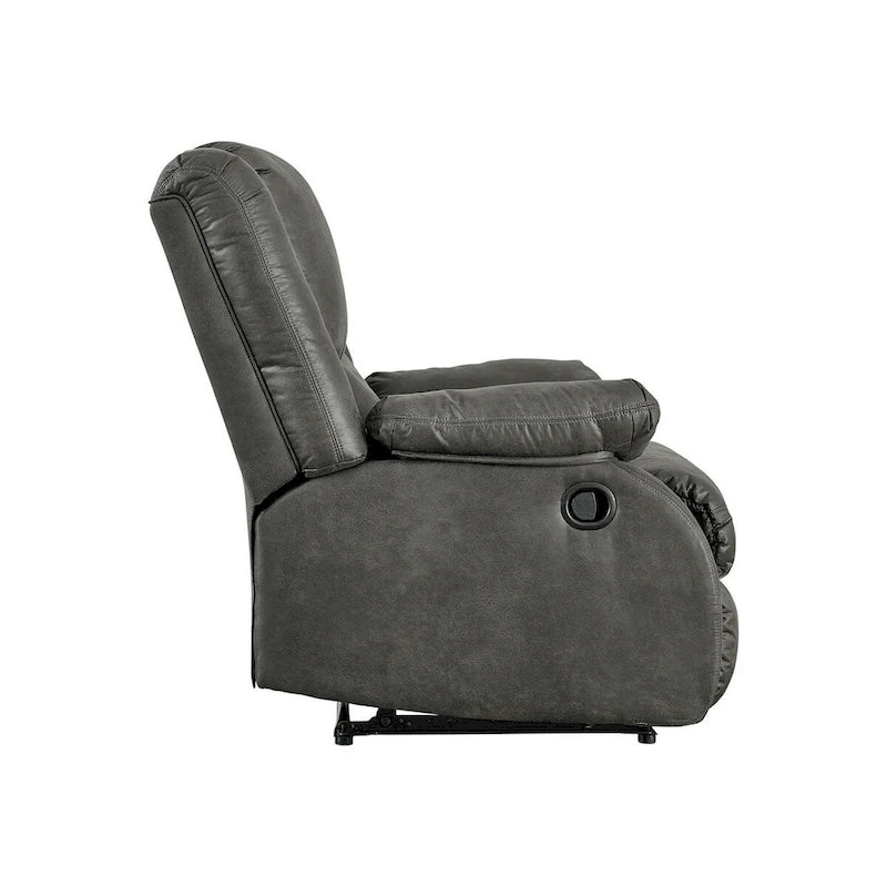 Gray Contemporary Zero Wall Pull Tab Faux Leather Recliner Chair Slate