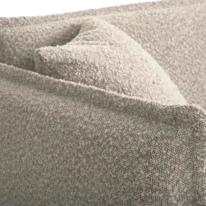 Cream Boucle Two-Seater Loveseat with Wooden Legs and Cushions