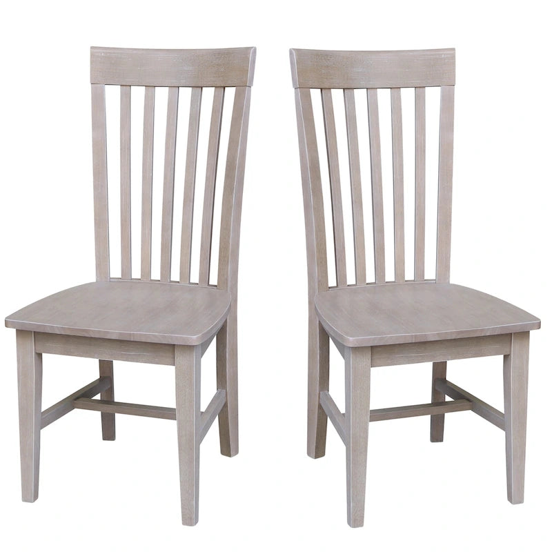 Solid Wood Tall Mission Dining Chair Slatted Back Unfinished Natural