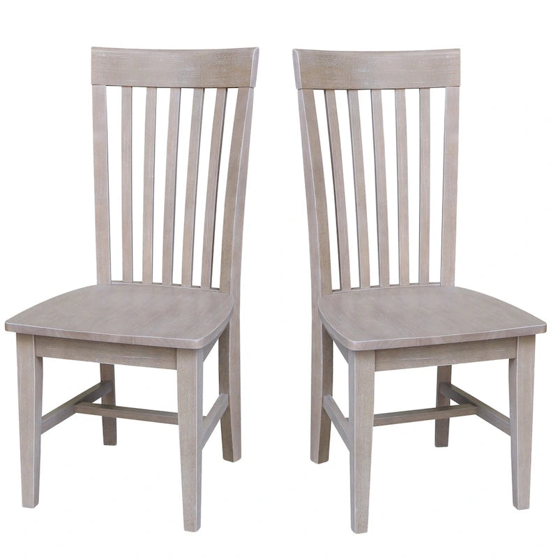 Solid Wood Tall Mission Dining Chair Slatted Back Unfinished Natural