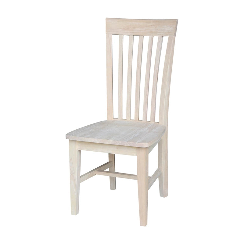 Solid Wood Tall Mission Dining Chair Slatted Back Unfinished Natural