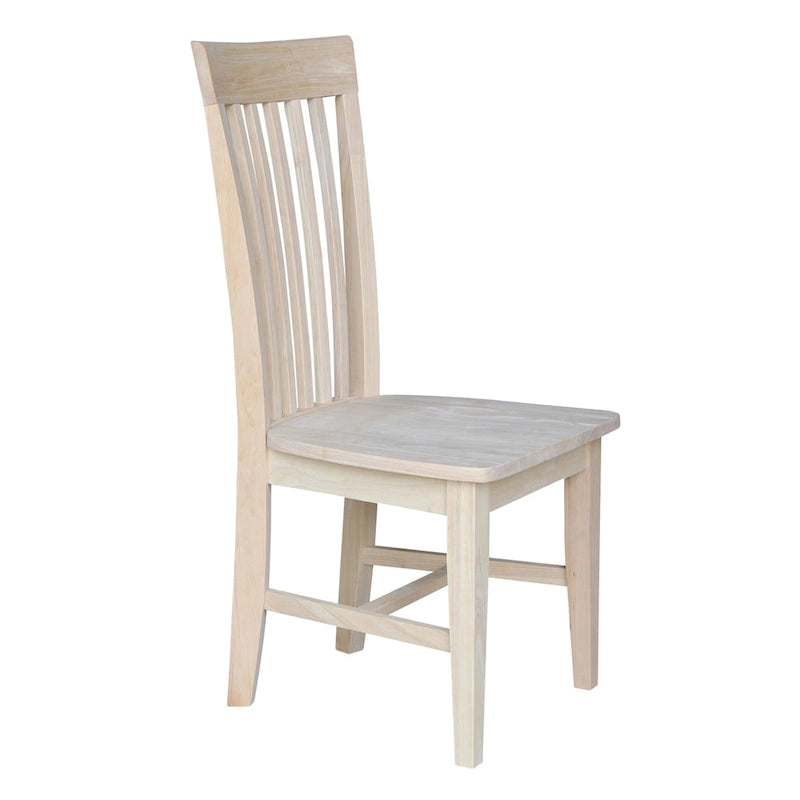 Solid Wood Tall Mission Dining Chair Slatted Back Unfinished Natural