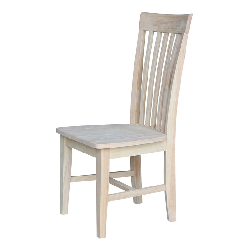 Solid Wood Tall Mission Dining Chair Slatted Back Unfinished Natural