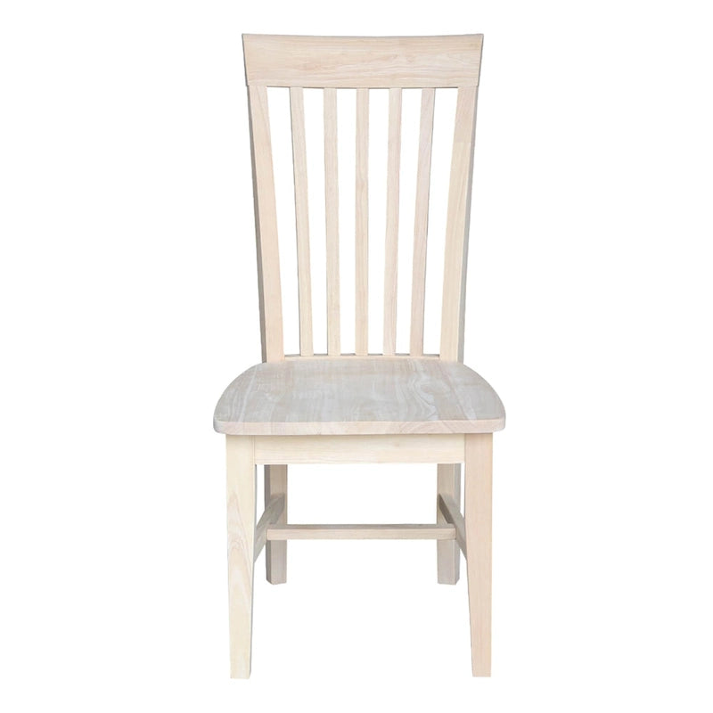 Solid Wood Tall Mission Dining Chair Slatted Back Unfinished Natural
