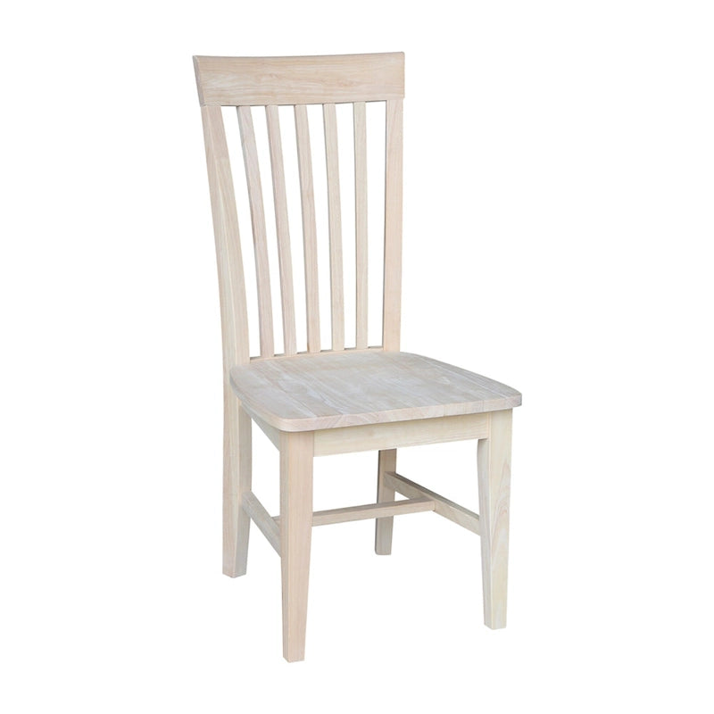 Solid Wood Tall Mission Dining Chair Slatted Back Unfinished Natural