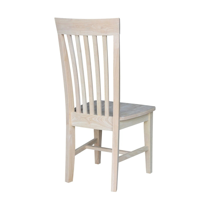 Solid Wood Tall Mission Dining Chair Slatted Back Unfinished Natural