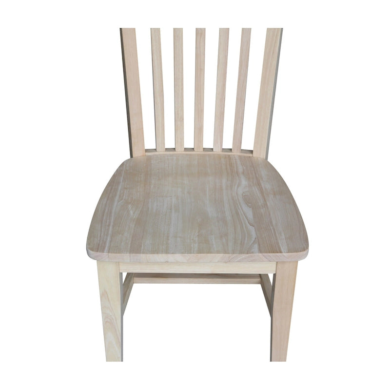 Solid Wood Tall Mission Dining Chair Slatted Back Unfinished Natural