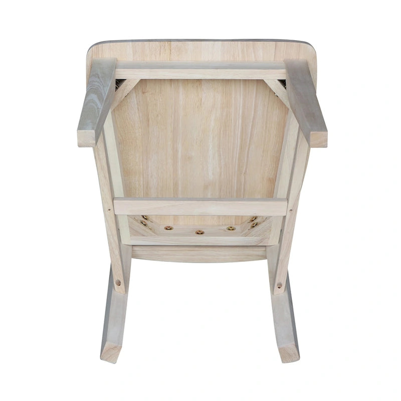 Solid Wood Tall Mission Dining Chair Slatted Back Unfinished Natural