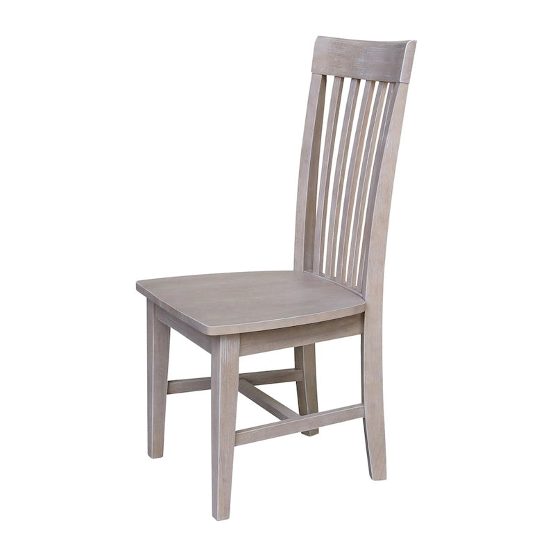 Solid Wood Tall Mission Dining Chair Slatted Back Unfinished Natural