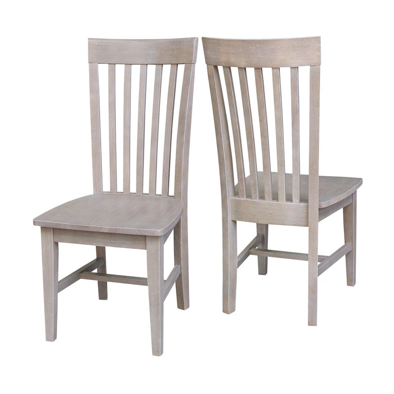 Solid Wood Tall Mission Dining Chair Slatted Back Unfinished Natural