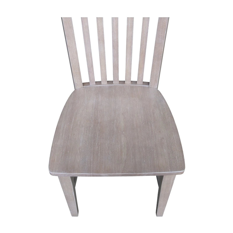 Solid Wood Tall Mission Dining Chair Slatted Back Unfinished Natural