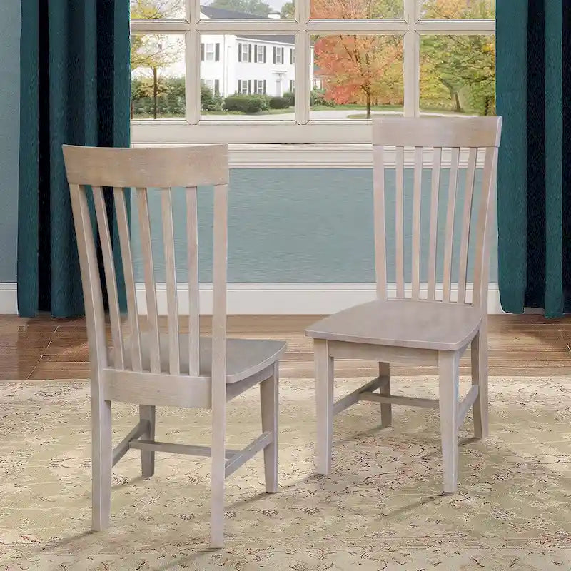 Solid Wood Tall Mission Dining Chair Slatted Back Unfinished Natural