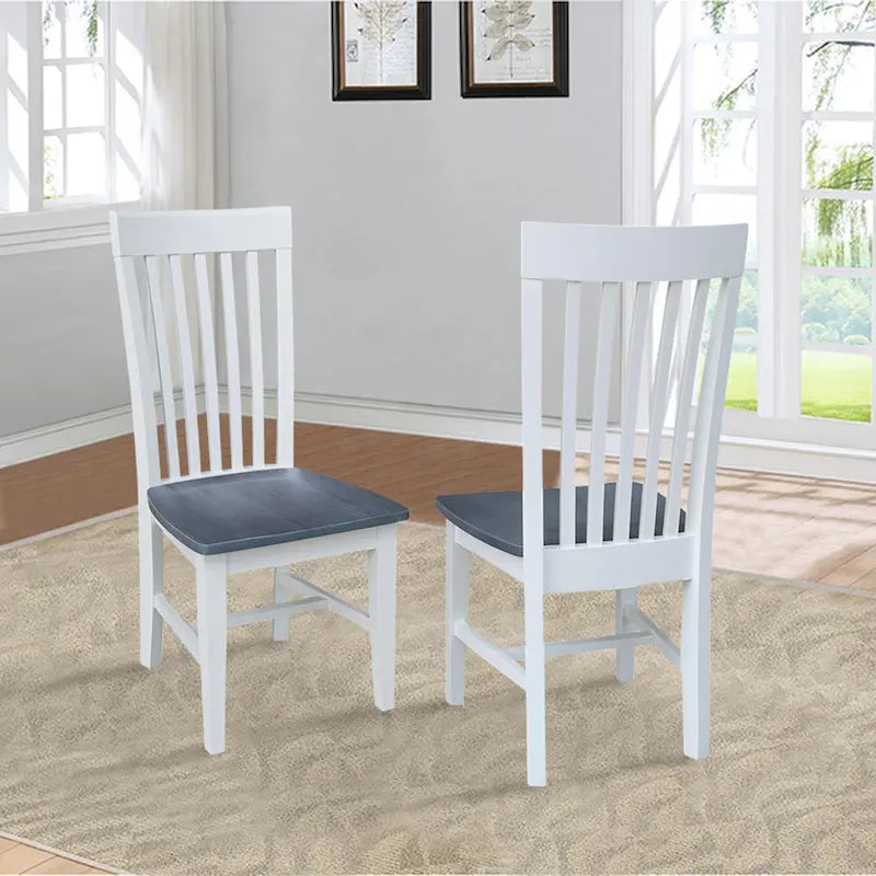 Solid Wood Tall Mission Dining Chair Slatted Back Unfinished Natural