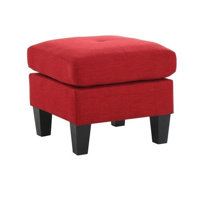 Square Tufted Upholstered Ottoman Footrest with Solid Wood Legs Multi-Color