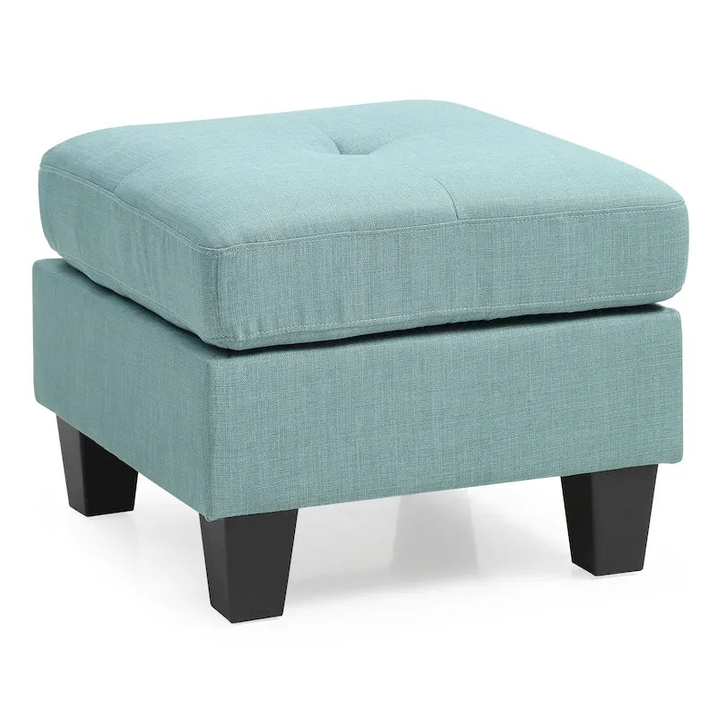 Square Tufted Upholstered Ottoman Footrest with Solid Wood Legs Multi-Color