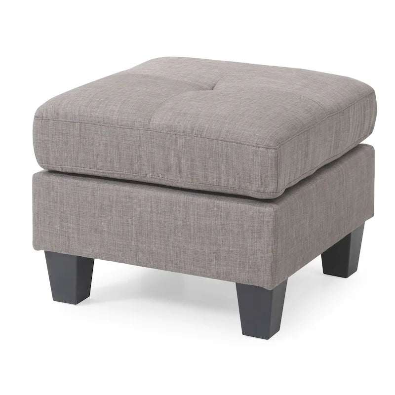 Square Tufted Upholstered Ottoman Footrest with Solid Wood Legs Multi-Color