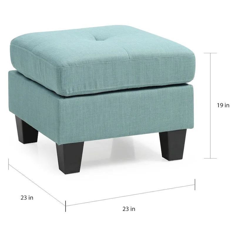 Square Tufted Upholstered Ottoman Footrest with Solid Wood Legs Multi-Color