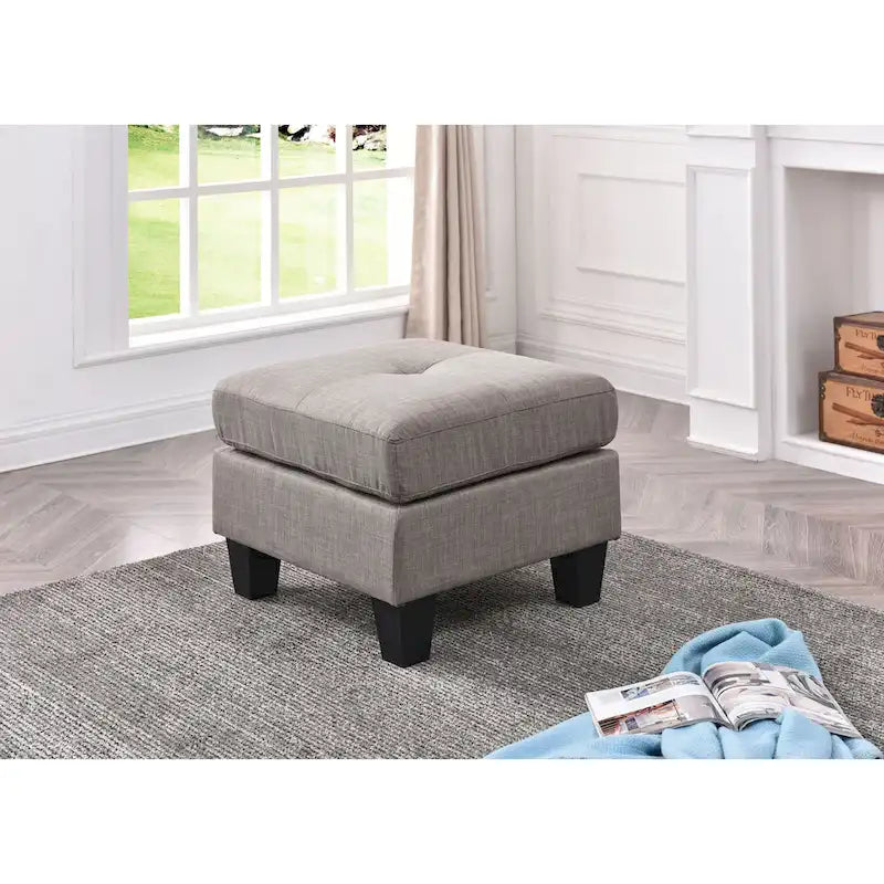 Square Tufted Upholstered Ottoman Footrest with Solid Wood Legs Multi-Color