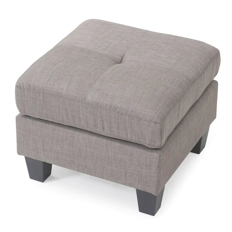 Square Tufted Upholstered Ottoman Footrest with Solid Wood Legs Multi-Color