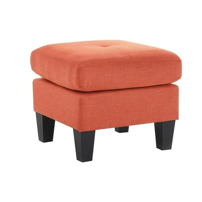 Square Tufted Upholstered Ottoman Footrest with Solid Wood Legs Multi-Color