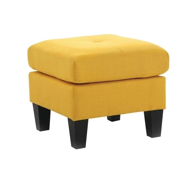 Square Tufted Upholstered Ottoman Footrest with Solid Wood Legs Multi-Color