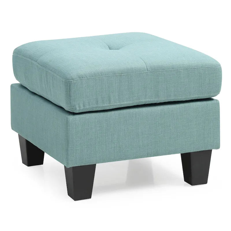Square Tufted Upholstered Ottoman Footrest with Solid Wood Legs Multi-Color