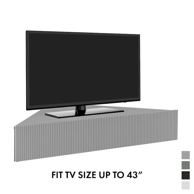 Wall-Mounted Corner TV Console Open Shelving Floating Walnut Oak Finish Storage