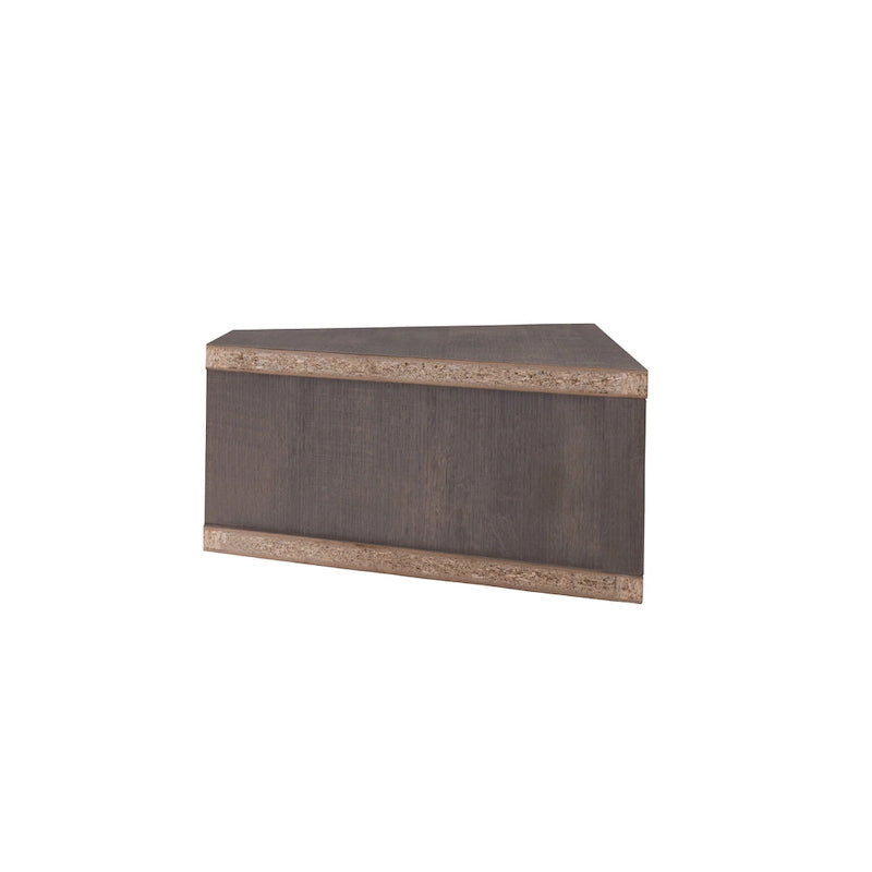 Wall-Mounted Corner TV Console Open Shelving Floating Walnut Oak Finish Storage