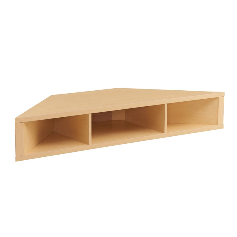Wall-Mounted Corner TV Console Open Shelving Floating Walnut Oak Finish Storage
