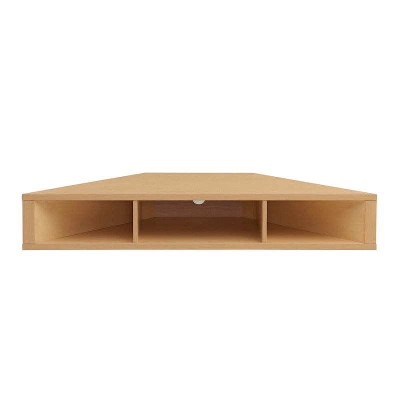 Wall-Mounted Corner TV Console Open Shelving Floating Walnut Oak Finish Storage