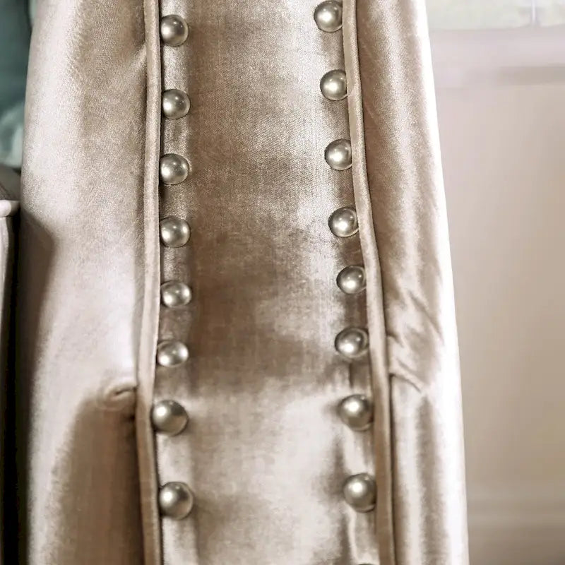 Transitional Chenille Tufted Loveseat with Nailhead Trim Champagne Silver